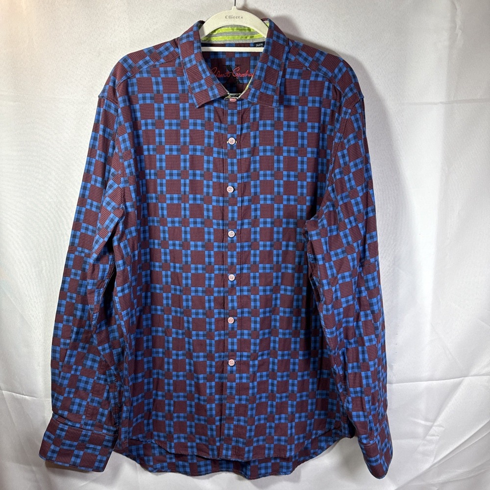 Robert Graham Infrared Long Sleeve Button Down Tailored Fit Shirt  2XL